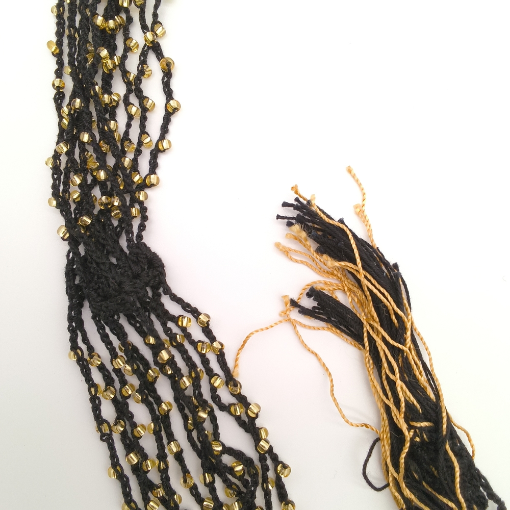 Vintage-Boho Style Multi-Strand Black & Gold Bead Belt - Picture 8 of 8